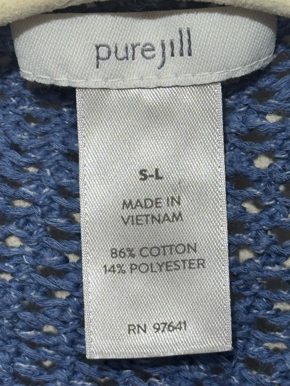 PURE JILL Sweater Knit Shrug S-L Blue/White Marl Knit EUC - Picture 3 of 8